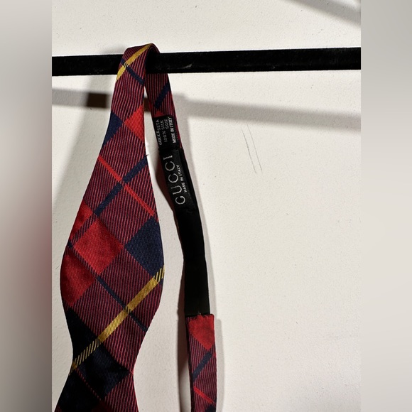 Gucci Accessories Gucci Super Rare Single End Bow Tie Red Plaid 2
